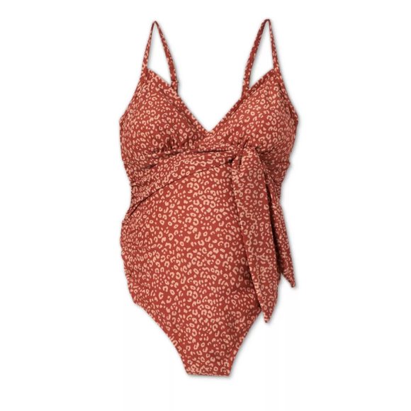 Isabel Maternity by Ingrid & Isabel Other - Maternity Animal Print Front Tie One Piece Swimsui